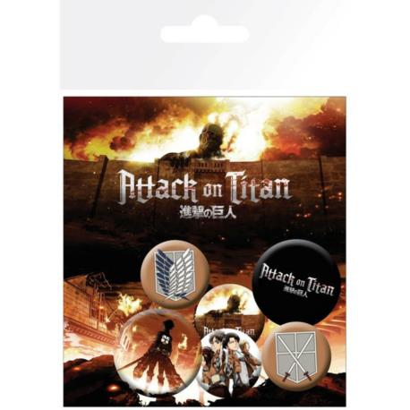 Attack on Titan Pin-Pack Buttons 6-Pack Characters